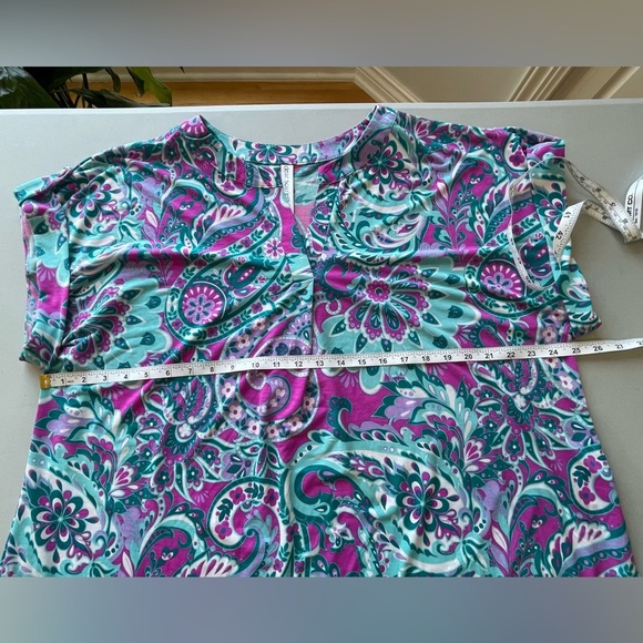 Dear Scarlet size 2X colorful short sleeve office work casual floral paisley - Picture 9 of 16